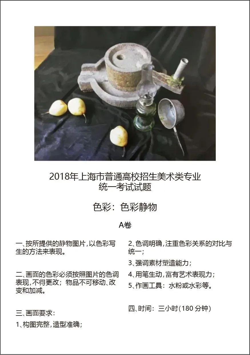 上海联考丨2023届美术联考12月4日开考！（内附近5年联考真题）