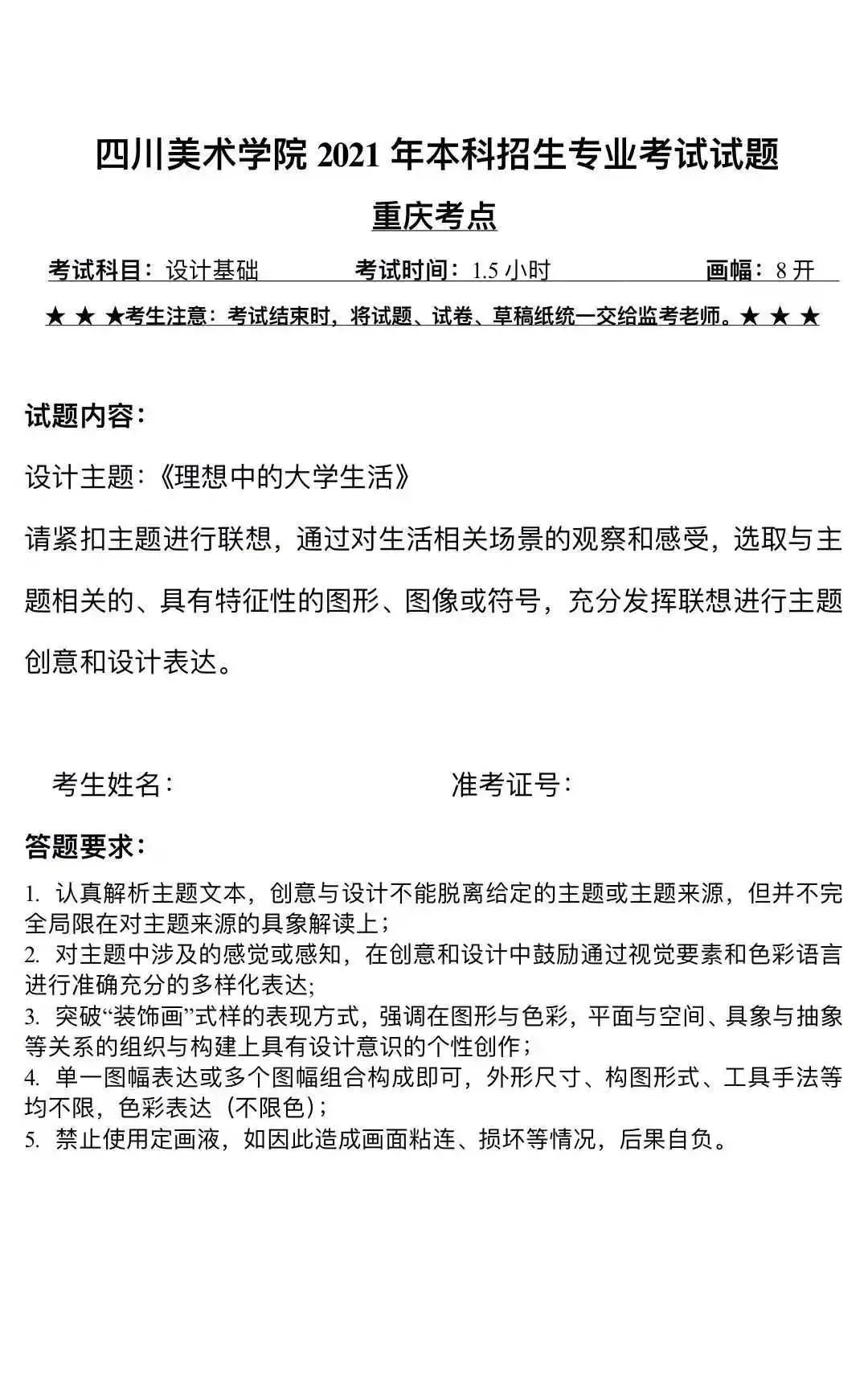 真题汇总丨四川美术学院近五年校考考题汇总