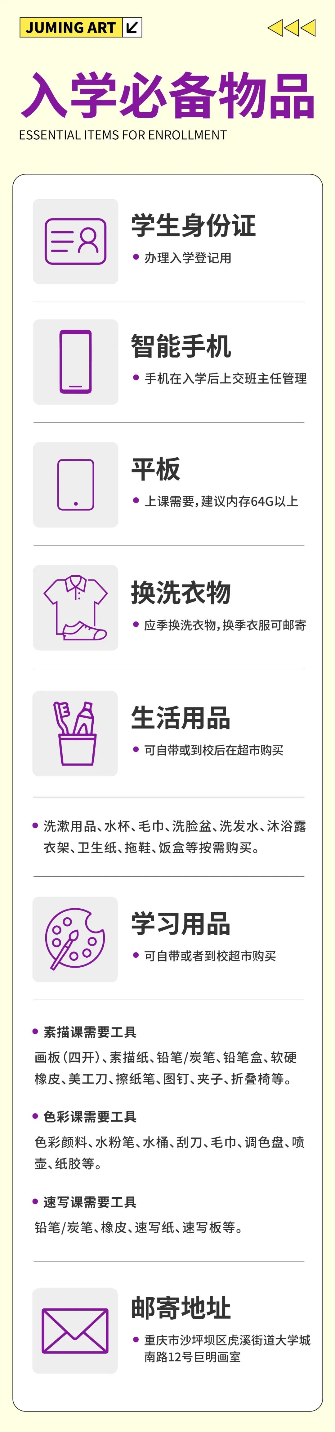 划重点！入学流程、必备物品清单都在这篇须知里~